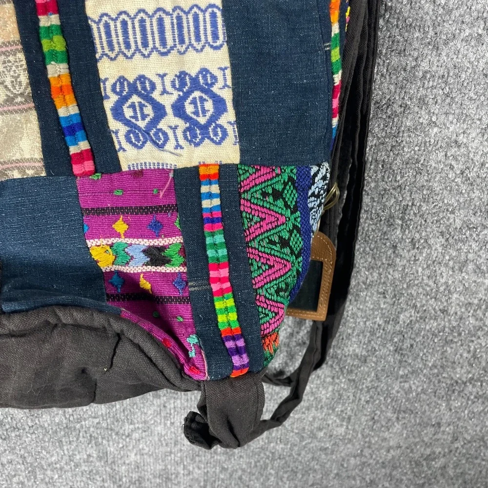 Patchwork Backpack Tote Bag‎ Colorful Hippie Hobo Boho Lined Sack Retro Cotton